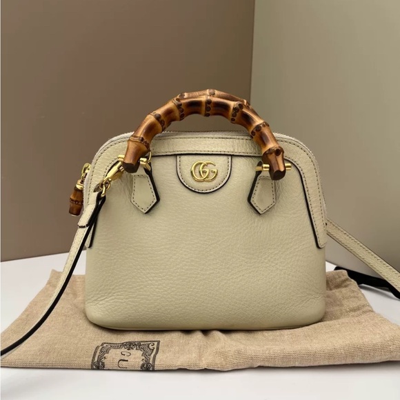 Gucci Handbags - Gucci Diana Mini Tote Shoulder Crossbody Leather Bamboo White